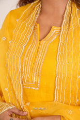 Morni Yellow Organza Silk Dupatta